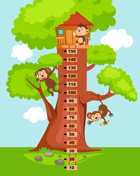 Meter vägg med träd house.illustration. — Stock vektor
