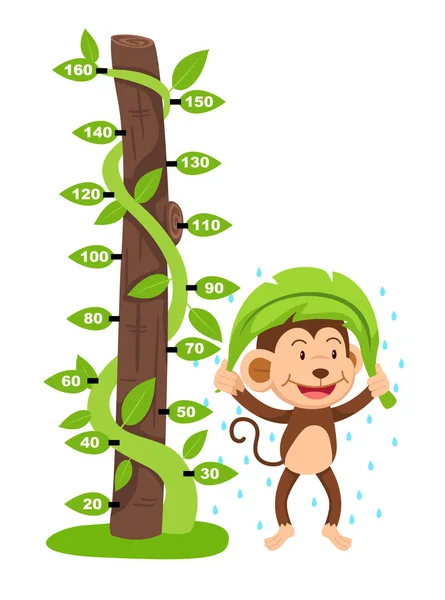 Monkey.illustration metre duvarla. — Stok Vektör