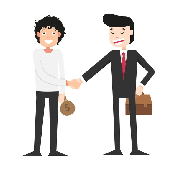 Ilustrasi berjabat tangan dengan pengusaha - Stok Vektor