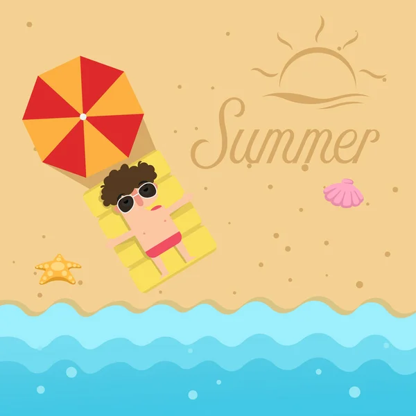 Hello summer, man sleep on the beach illustration — стоковый вектор