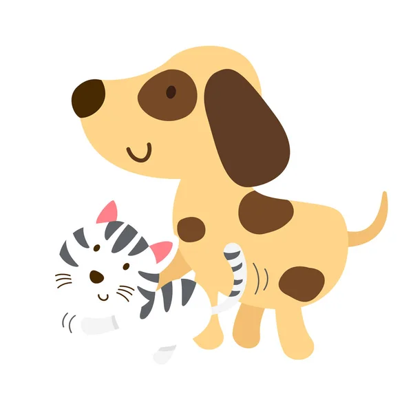 Kat en hond vector — Stockvector