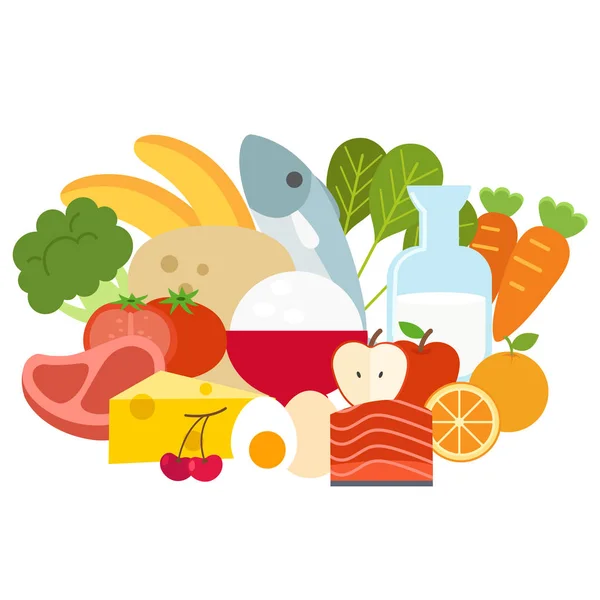 Conceito de alimentação saudável, ilustração — Vetor de Stock