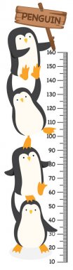 Meter wall with penguin.illustration. clipart