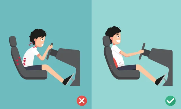 Καλύτερες και τις χειρότερες θέσεις για την οδήγηση ενός αυτοκινήτου, εικονογράφηση — Διανυσματικό Αρχείο