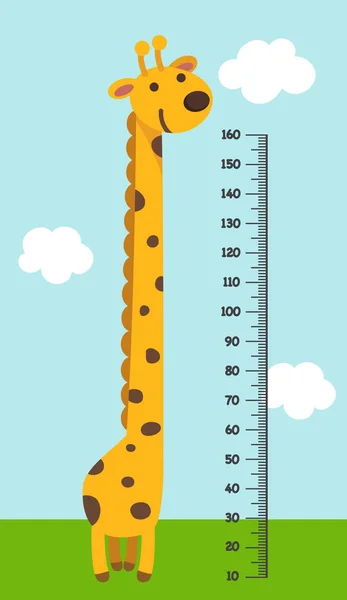 Parede de medidor com girafa. Ilustração . —  Vetores de Stock