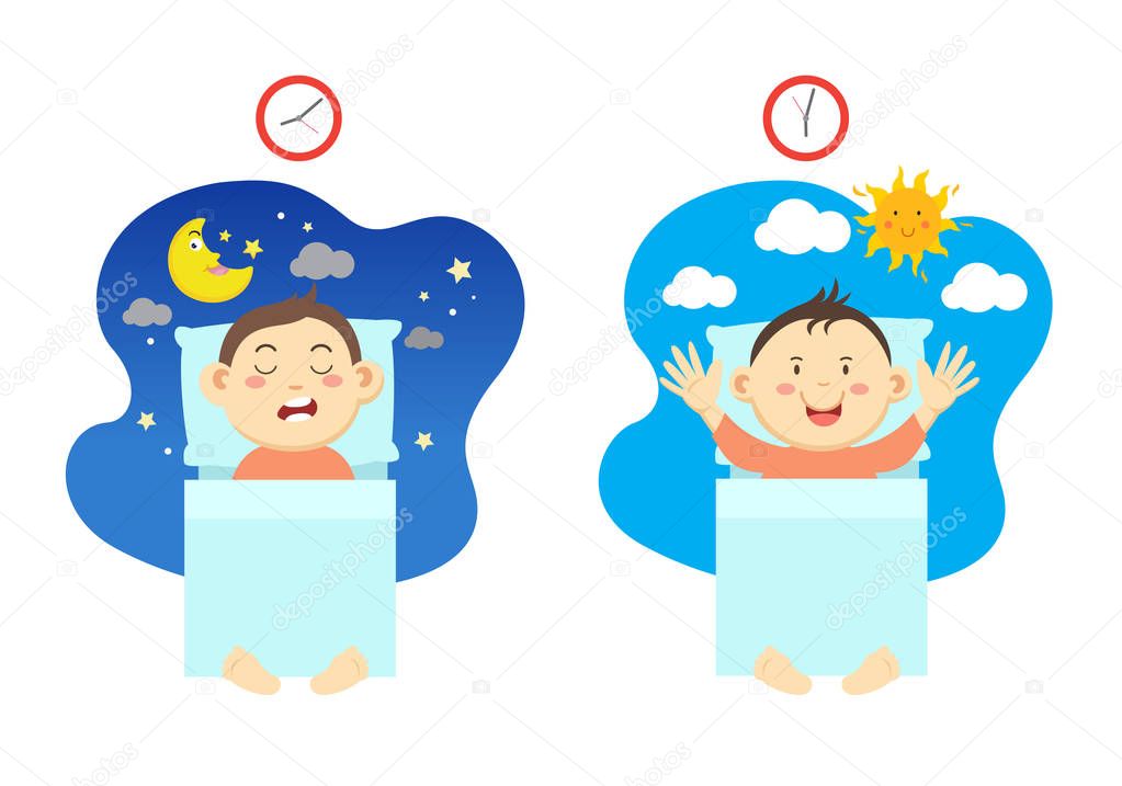 Get up early and have healthy sleep, illustration.