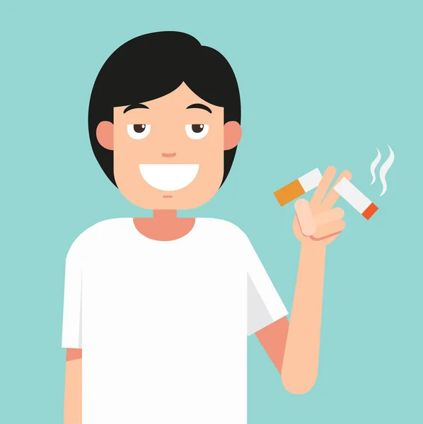 Cortar cigarrillos, concepto antitabaco, ilustración . — Vector de stock