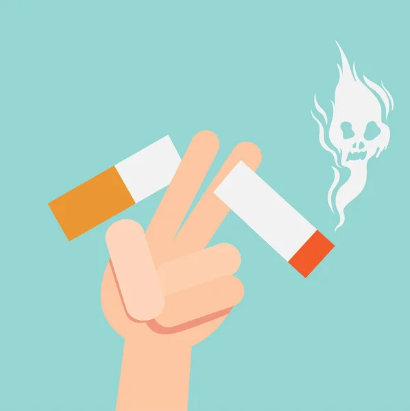 Cortar um cigarro, conceito para anti-tabagismo, ilustração . —  Vetores de Stock