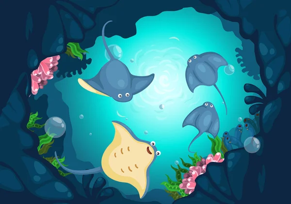 Illustration des Unterwasser-Hintergrunds des Meeres — Stockvektor