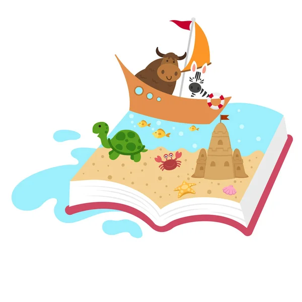 Fairytale bok koncept, barn bok, illustration. — Stock vektor