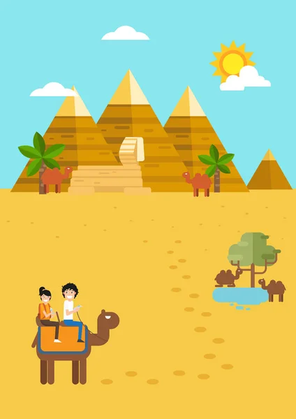 Egypten resor och turism, tid till travel.illustration — Stock vektor