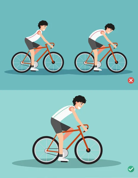 骑自行车、 身体姿势、 说明的最佳和最差位置 — 图库矢量图片