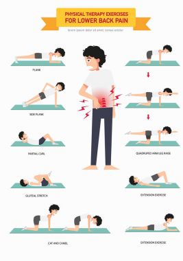 Alt sırt ağrısı Infographic, Hüseyin için fizik tedavi egzersizleri