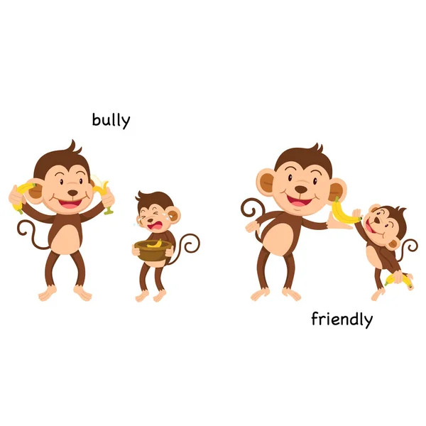 Bully oposto e ilustração amigável — Vetor de Stock