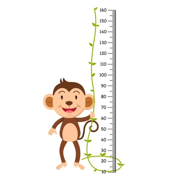Mur mètre avec illustration de singe . — Image vectorielle