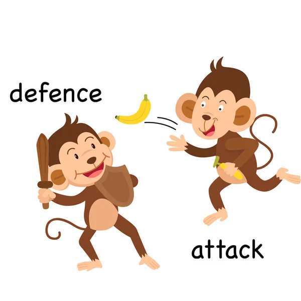 Mittemot försvar och attack illustration — Stock vektor