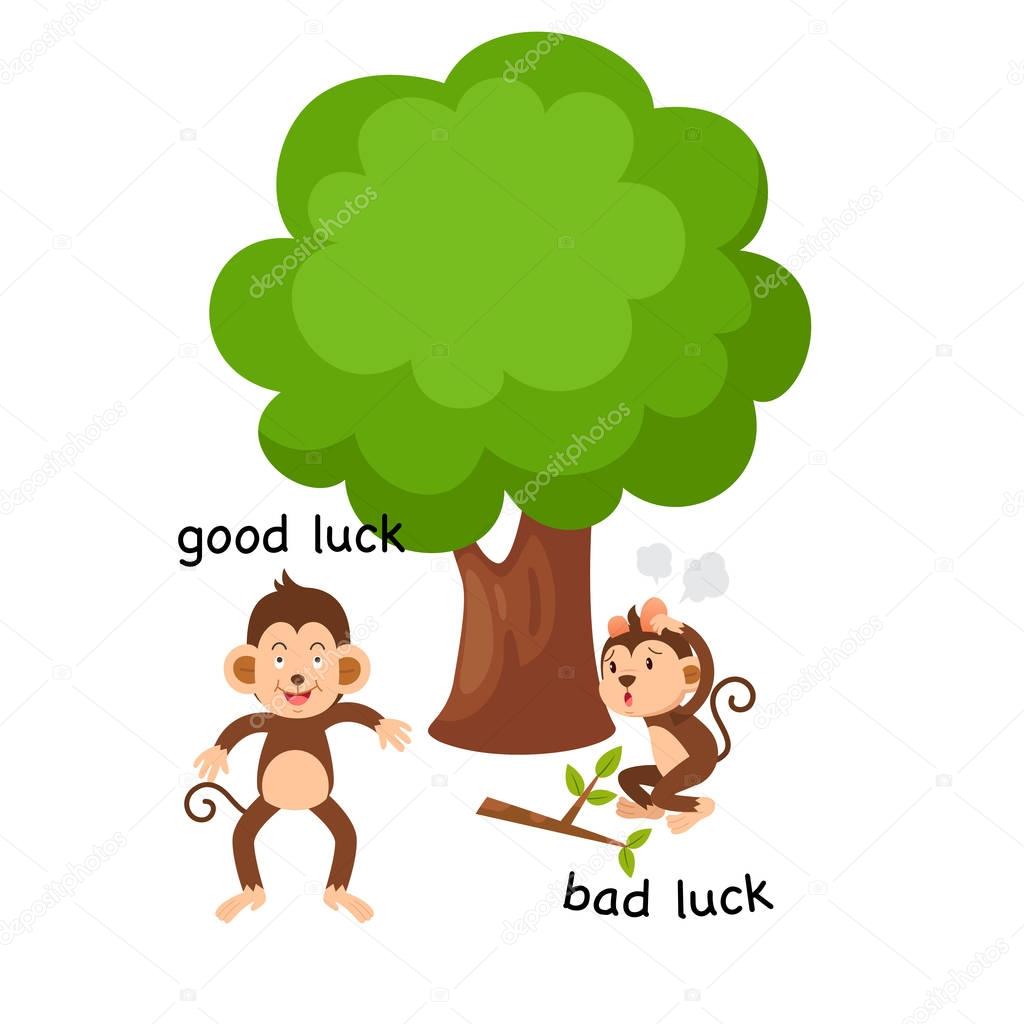 Opposite good luck and bad luck illustration