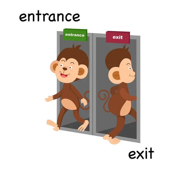 Mittemot entré och exit illustration — Stock vektor