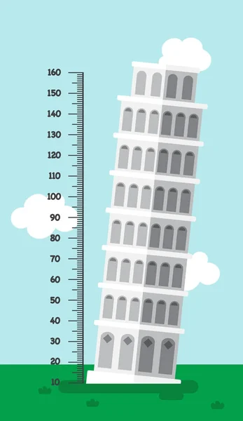 Parede de medidor com torre inclinada de pisa.illustration — Vetor de Stock