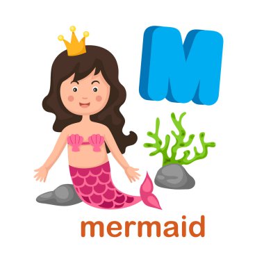 İllüstrasyon izole Alfabe harf M deniz kızı
