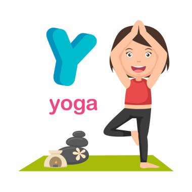 Alfabe harf Y Yoga illüstrasyon izole