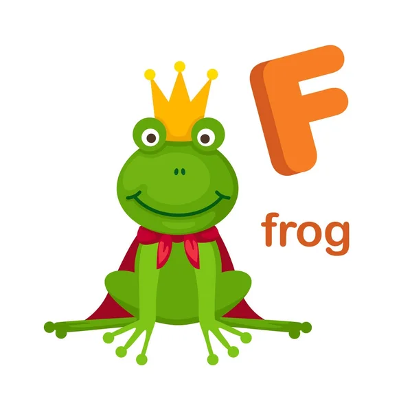 Иллюстрация Изолированное алфавитное письмо F Frog — стоковый вектор