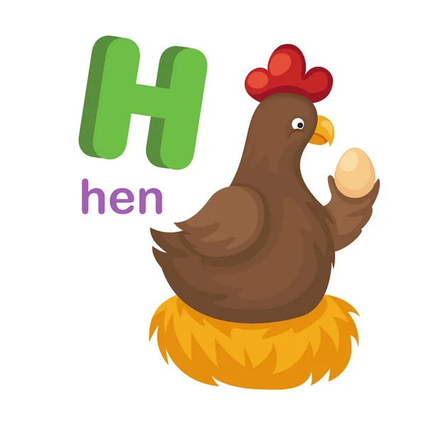 Illustration Isolated Alphabet Letter H Hen — Stock Vector