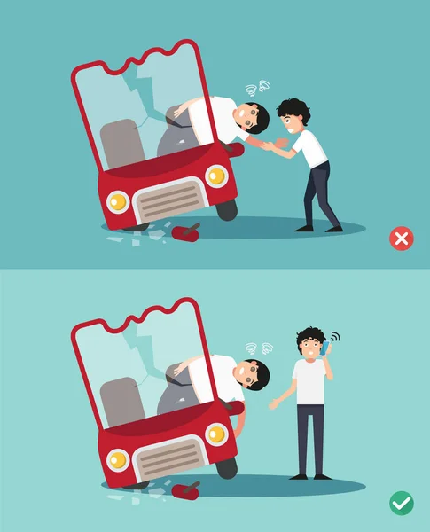 Wrong and right ways first aid ,illustration — Stock Vector