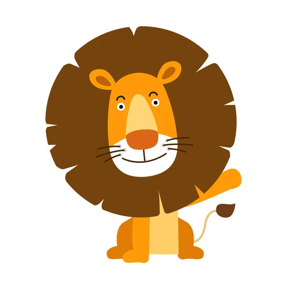 Illustration cartoon happy lion isolated on white background — Stock Vector