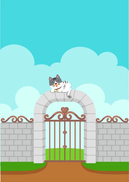 Illustrazione del gatto bianco sullo sfondo della parete — Vettoriale Stock
