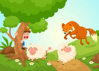 Çoban çocuk masal vektör Illustration izole