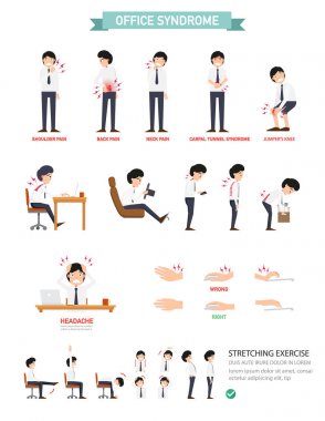 Office Sendromu Infographic, vektör çizim