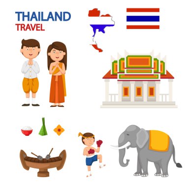 Tayland seyahat illüstrasyon vektör