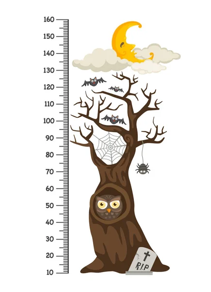 Meter pared con halloween tree.vector ilustración — Vector de stock
