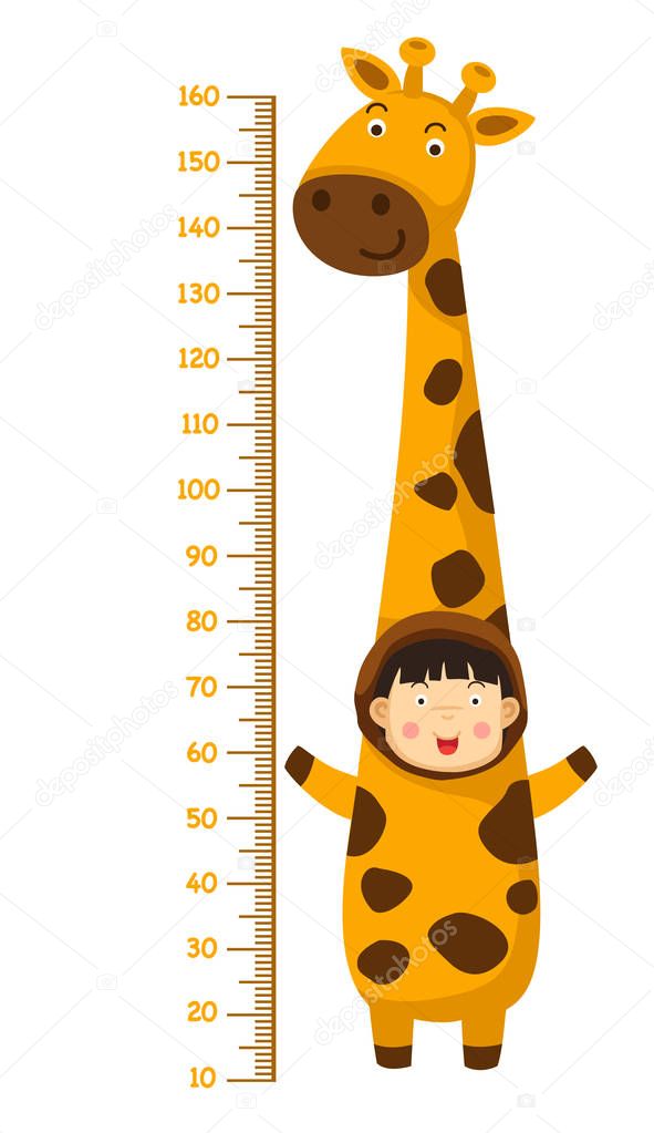 Meter wall with giraffe costume.vector illustration