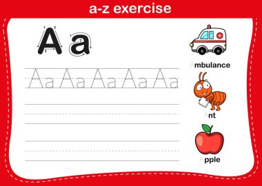 Alfabe A'dan Z'ye egzersiz karikatür kelime illüstrasyon ile vektör