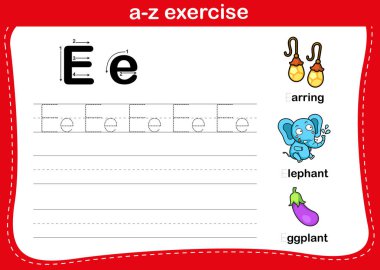 Alfabe A'dan Z'ye egzersiz karikatür kelime illüstrasyon ile vektör
