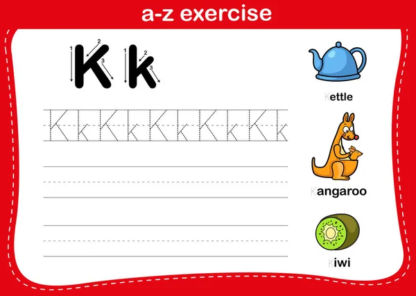 Exercício Alfabeto Com Ilustração Vocabulário Dos Desenhos Animados Vetor — Vetor de Stock