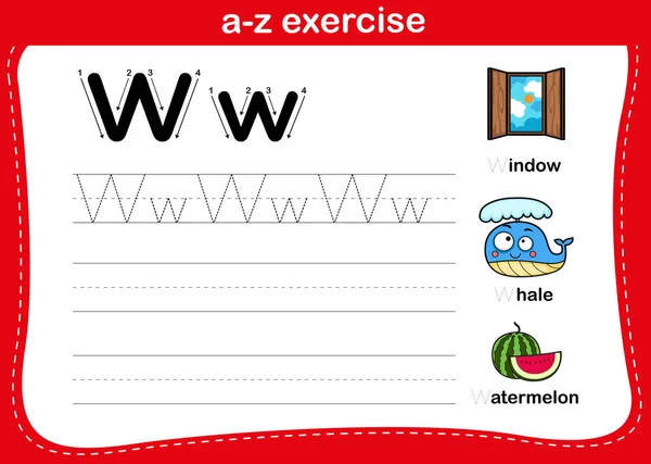 Exercice Alphabet Avec Illustration Vocabulaire Bande Dessinée Vecteur — Image vectorielle