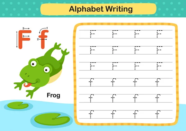 Alphabet Letter Frog Exercise Cartoon Vocabulary Illustration Vector — Stock Vector