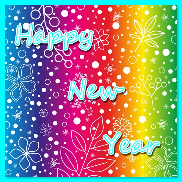 Happy New Year lettering greeting card. Background with snowflakes — Stock Vector