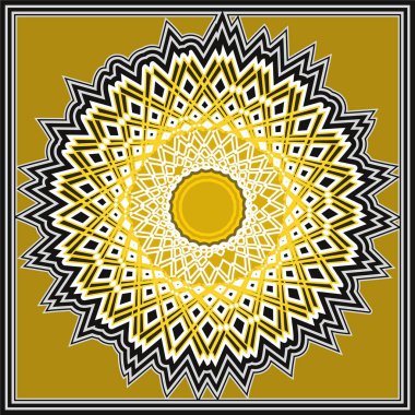 Altın rengi, yuvarlak şekli, soyut logo tasarımı sarı arka planda..