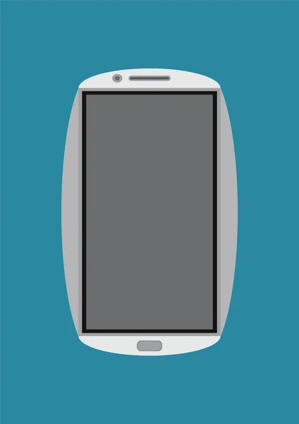具有蓝色背景的白色 曲线形状 触摸屏智能手机矢量图形设计图片 — 图库矢量图片