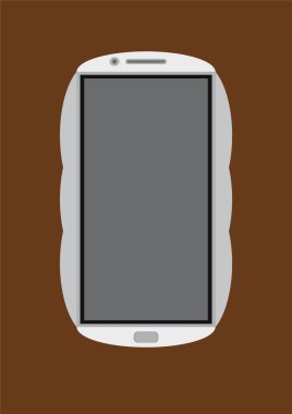 Kahverengi arkaplanda beyaz dokunmatik ekranlı akıllı telefon vektör tasarımının görüntüsü