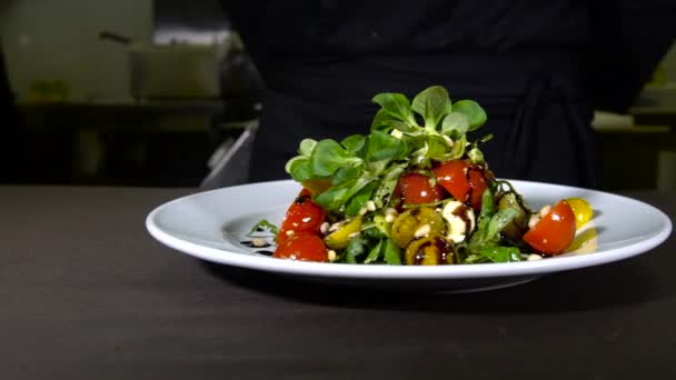 Fresh Salad Table — Stock Video