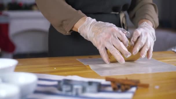 Chica Preparando Galletas Jengibre Para Navidad — Vídeos de Stock