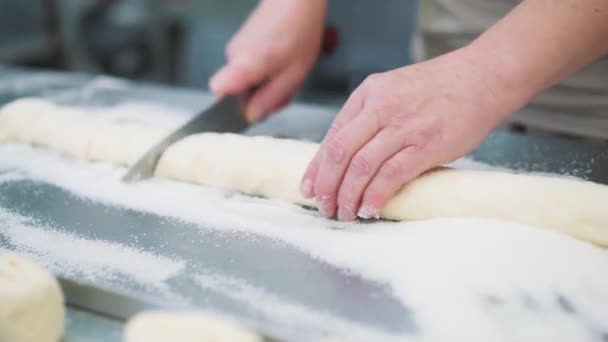 Fazendo Biscoitos Massa Perto Mãos Mulheres Cozinha Confeitaria — Vídeo de Stock