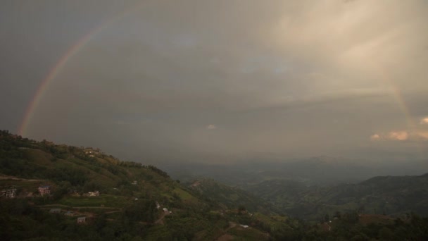 Nagarkot Nepal Himalaya Montanha Arco Íris Pôr Sol Tempo Lapso — Vídeo de Stock