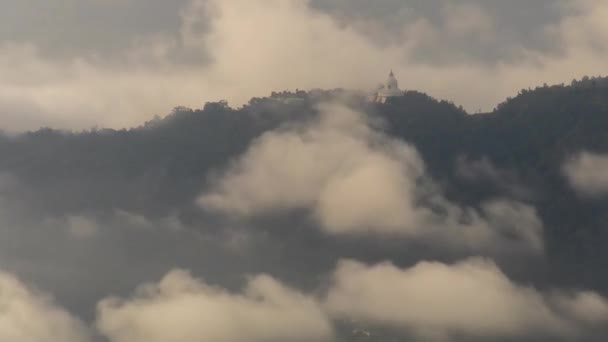 Pokhara Nepal Himalaya Hora Svět Mír Pagoda Mraky Čas Vypršel — Stock video