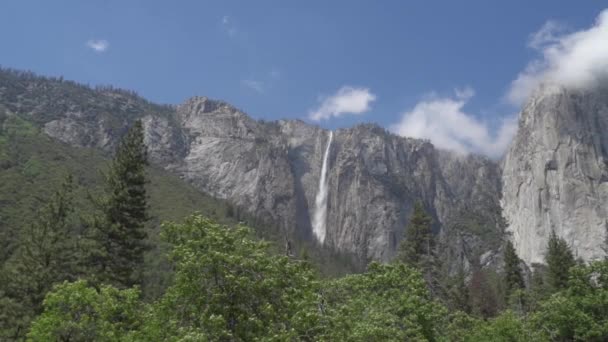 Yosemite National Park Horsetail Capitan Panning — Stock Video